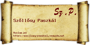 Szőllősy Paszkál névjegykártya